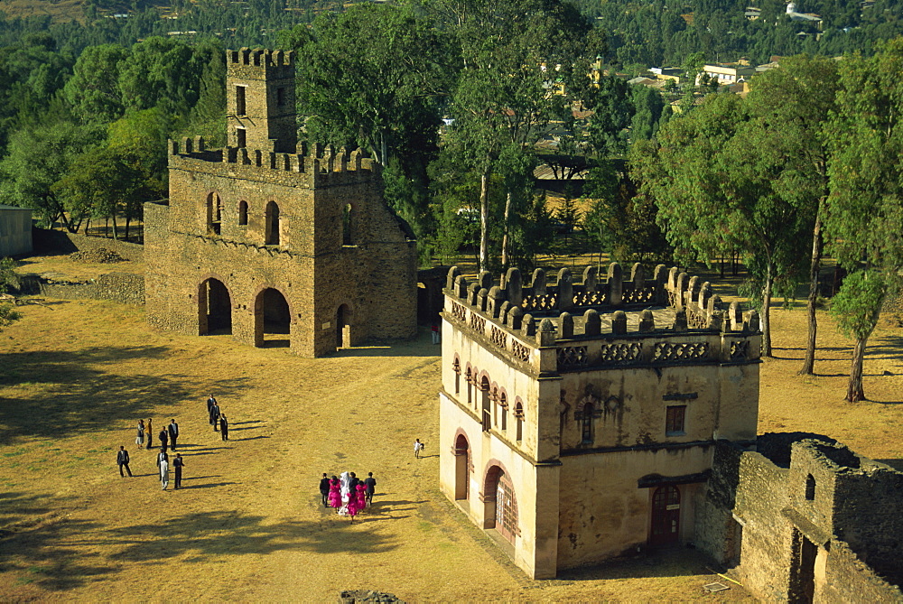 The Royal Enclosure, with wedding party, Gondar, Ethiopia, Africa