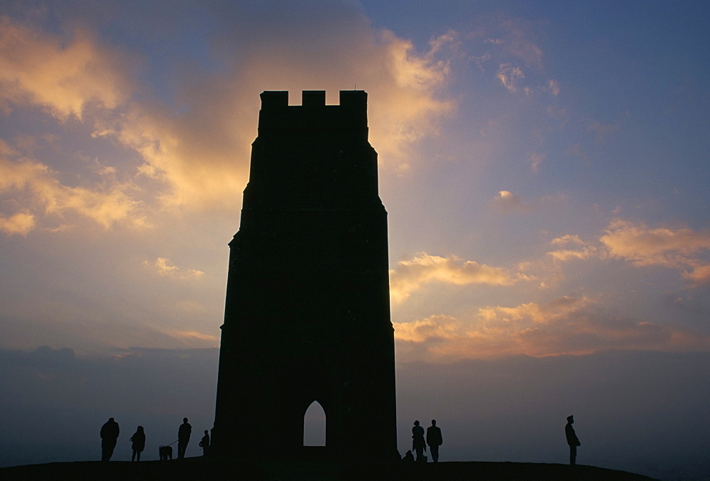 Silhouette of Glastonbury Tor, Somerset, England, U.K., Europe