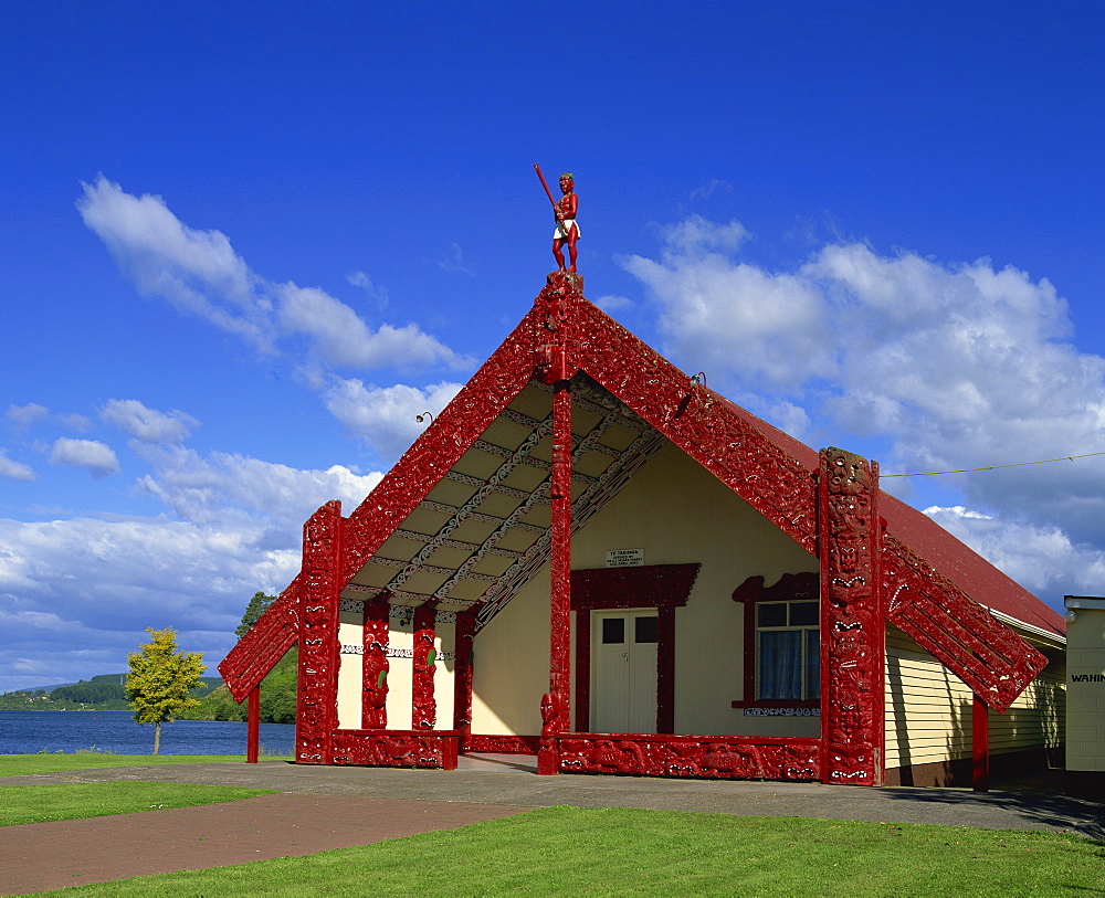 Marai, a Maori Meeting House at Rotorua, North Island, New Zealand, Pacific