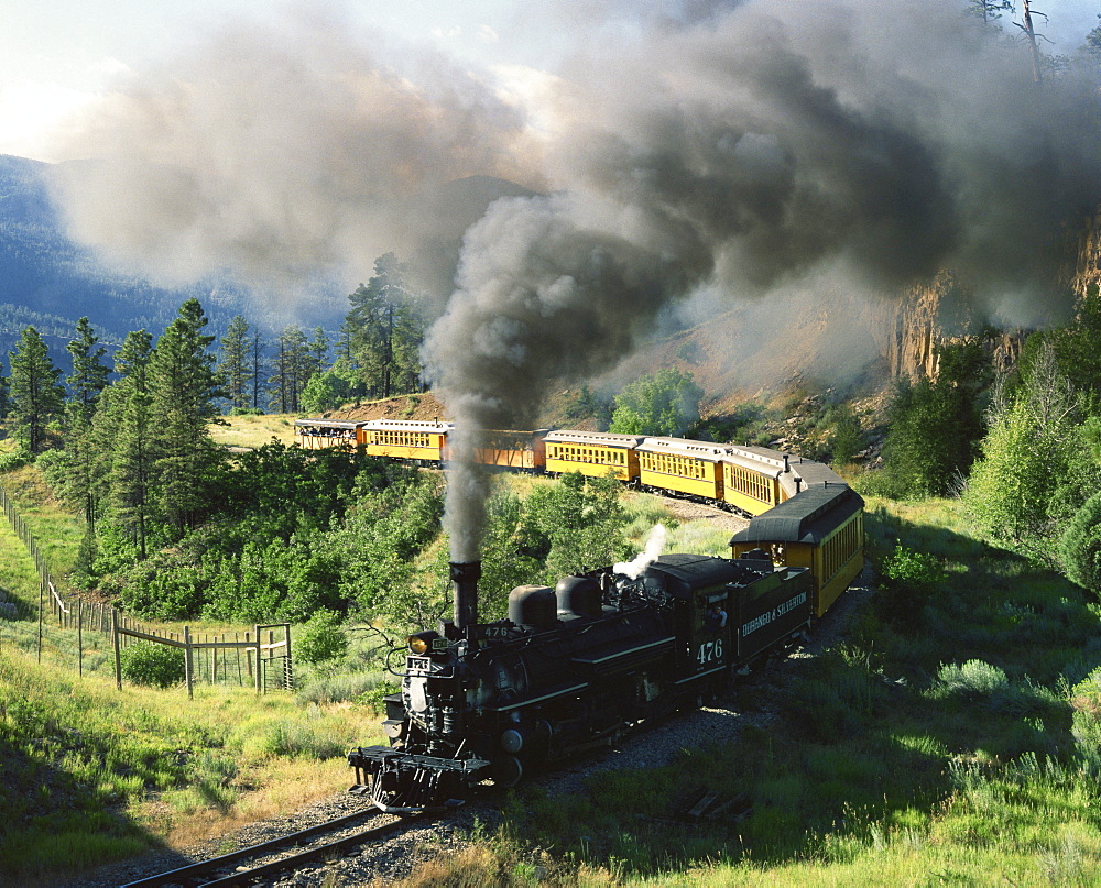 Durango and Silverton vintage steam engine, Hermosa, Colorado, United States of America, North America