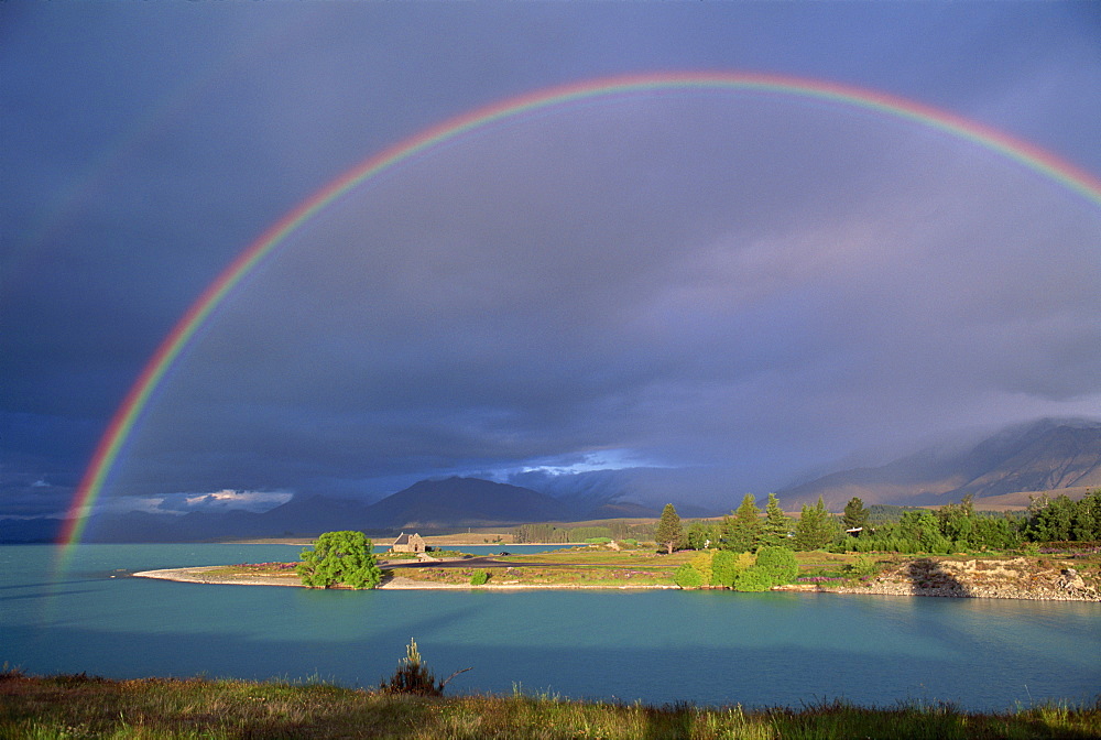 Rainbow over Lake Tekapo, Canterbury, South Island, New Zealand, Pacific