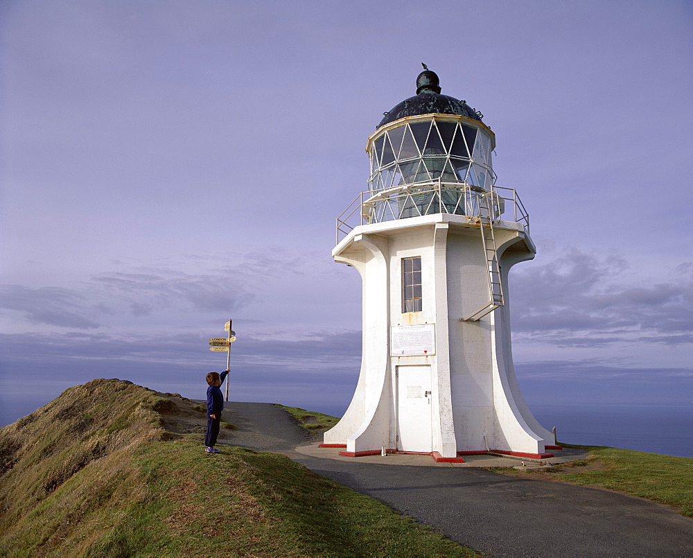 Exterior of the lighthouse, installed in 1941, moved from Cape Maria van Diemen, Cape Reinga, Northland, North Island, New Zealand, Pacific