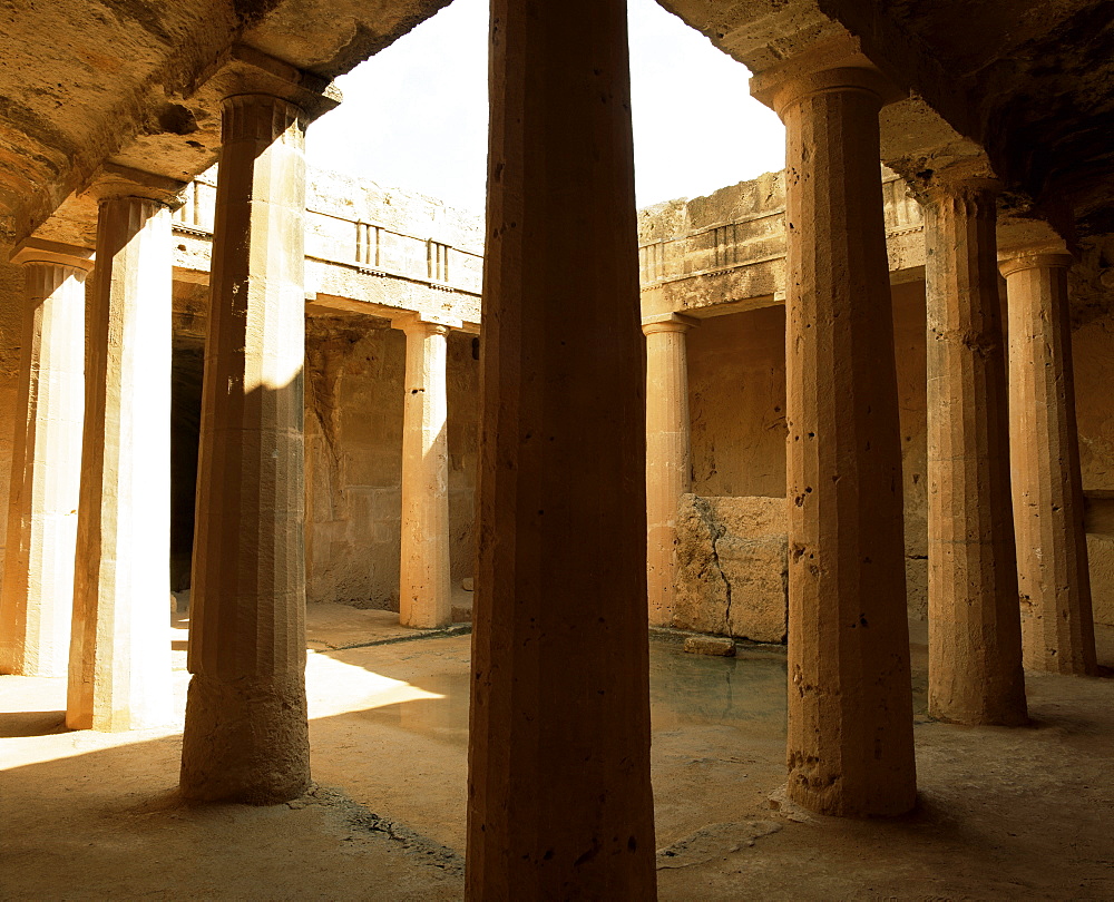 Peristyle Tomb III, dating from the Hellenistic period from 325 to 58BC, Tomb of the Kings, Paphos, Cyprus, Europe