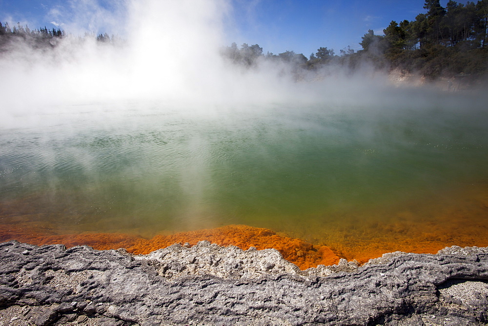 Champagne Pool, hot springs, Waiotapu Goethermal Wonderland, Rotorua, New Zealand, Oceania