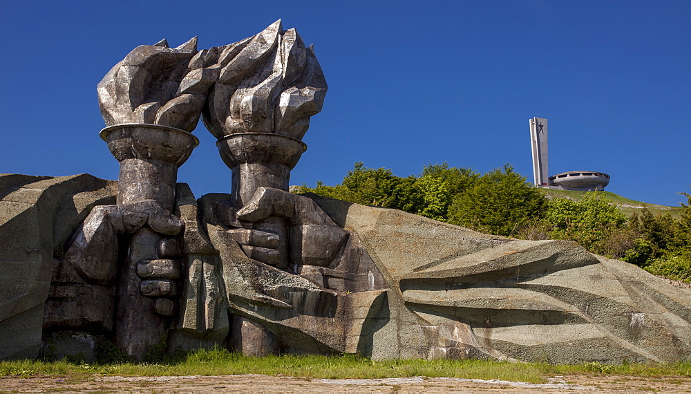 House of Bulgarian Communist Party, Buzludzha site battle Bulgarian forces and Ottoman Empire, established 1974 architect Stoilov, Stara Zagora Region, Bulgaria, Europe