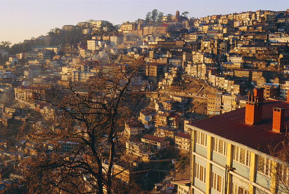 The old British summer hill station of Simla at sunset, Simla, Himachal Pradesh State, India, Asia