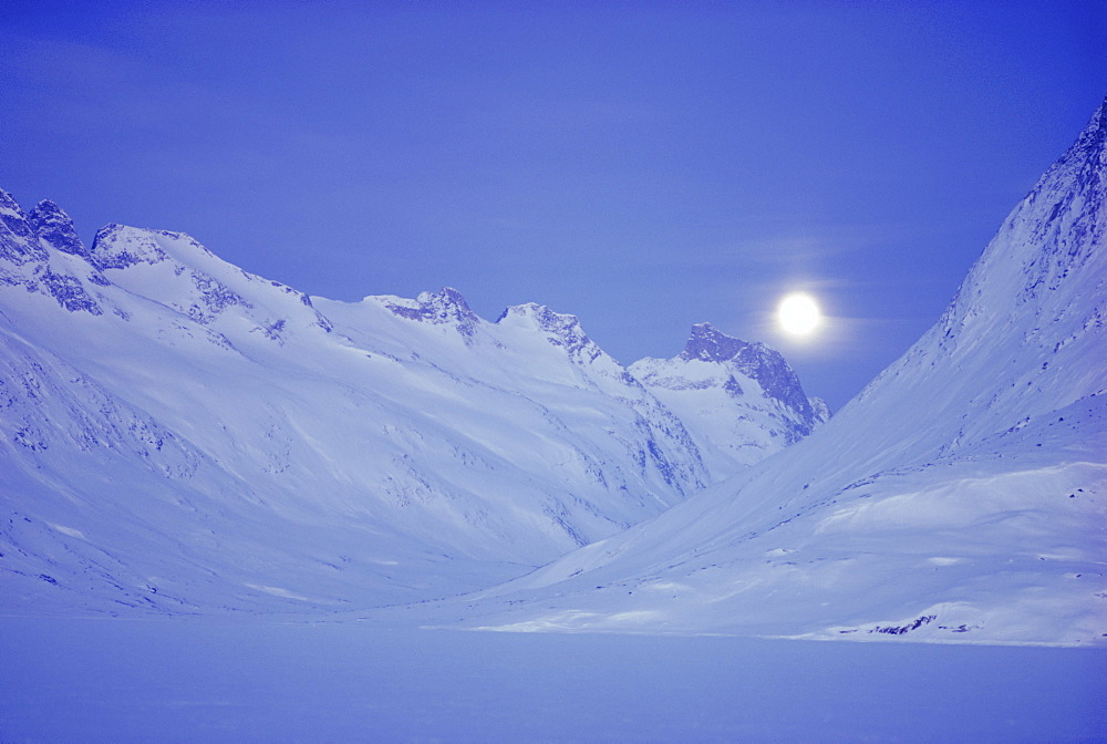 Moonrise at Tinitiqacaqacaq, East Greenland, Greenland