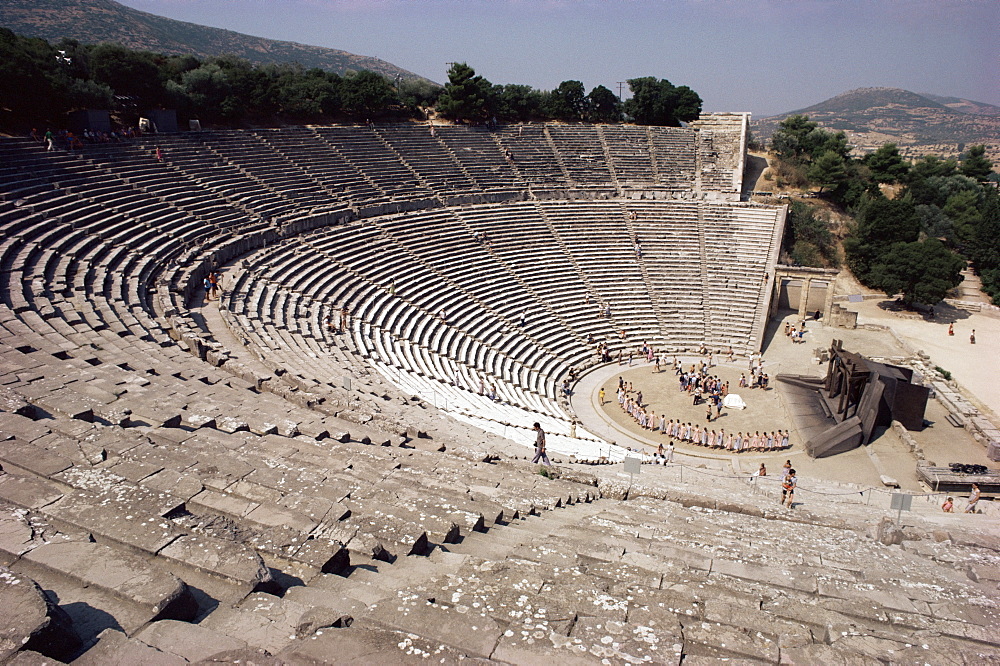 Restored theatre, Epidaurus, UNESCO World Heritage Site, Greece, Europe