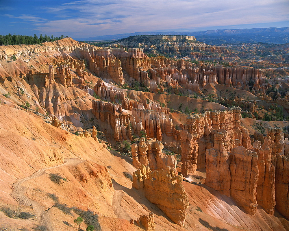 Pinnacles and rock formations caused by erosion, known as the Queens Garden, seen from Sunset Point, in the Bryce Canyon National Park, Utah, United States of America, North America