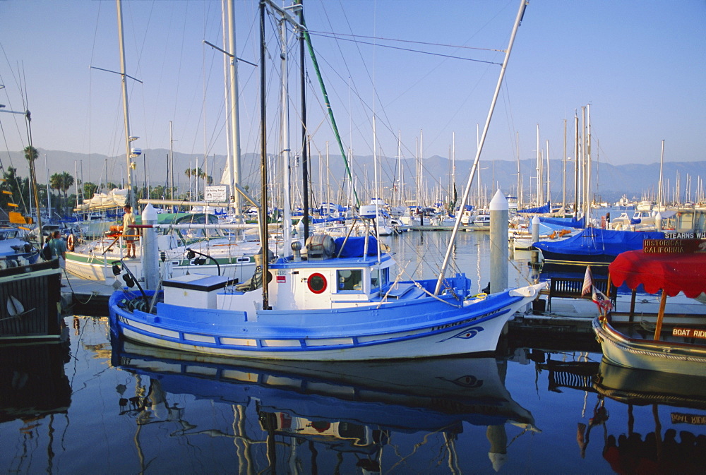 The harbour in the evening, Santa Barbara, California, USA, North America