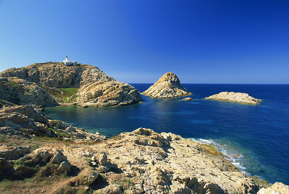 Lighthouse at Ile de la Pietra, Ile-Rousse, Corsica, France, Eurpe