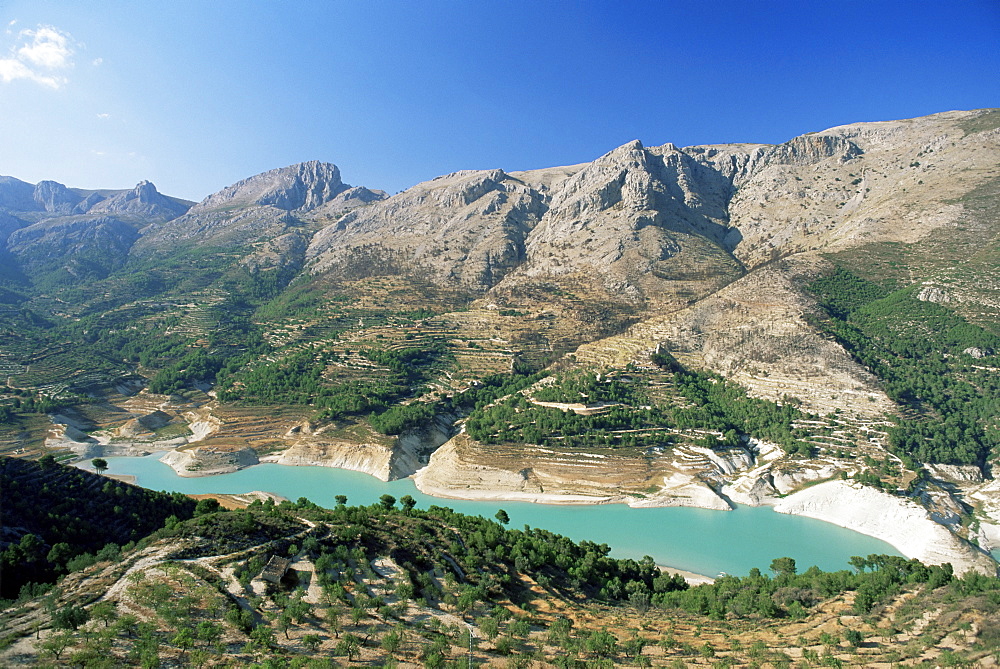 Reservoir below the village of Guadalest, Alicante area, Valencia, Spain, Europe