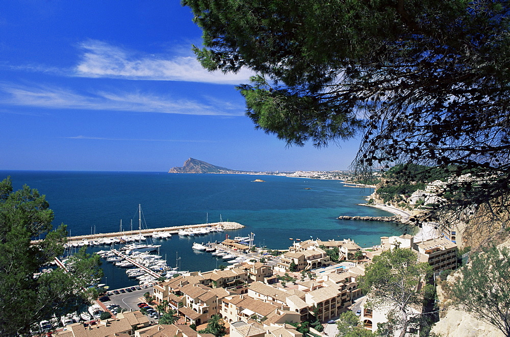 View southwards over marina, Altea, Alicante, Costa Blanca, Spain, Mediterranean, Europe