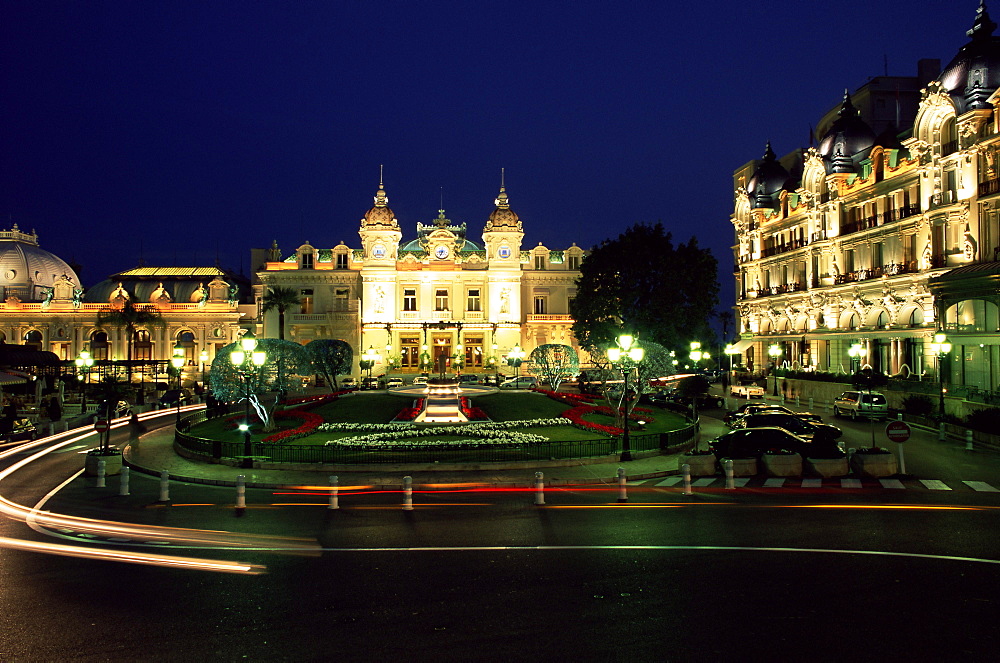 The casino and hotel de Paris by night, Monte Carlo, Monaco