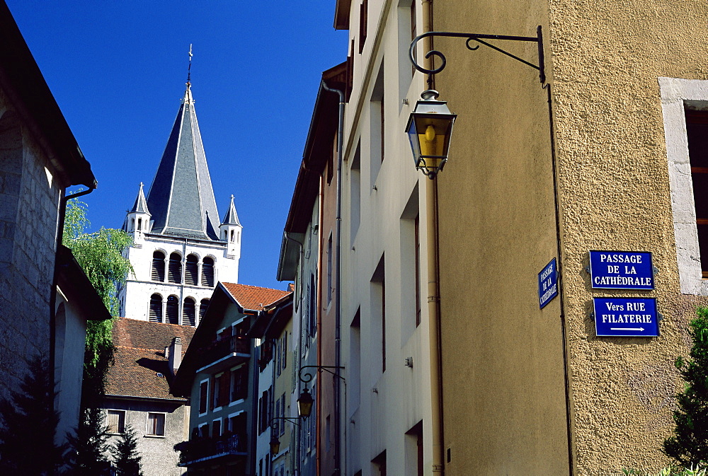 View to the cathedral, Annecy, Haute-Savoie, Rhone-Alpes, France, Europe