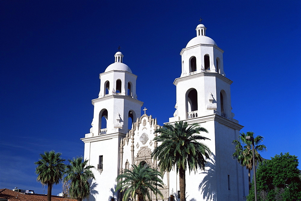 The twin towers of St. Augustine Cathedral, Tucson, Arizona, United States of America (U.S.A.), North America