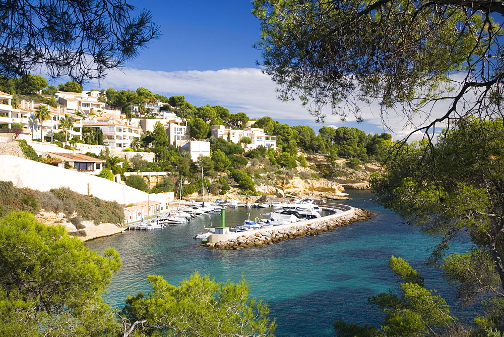 View from hillside to the harbour Portals Vells near Magaluf,  Mallorca, Balearic Islands, Spain, Mediterranean, Europe