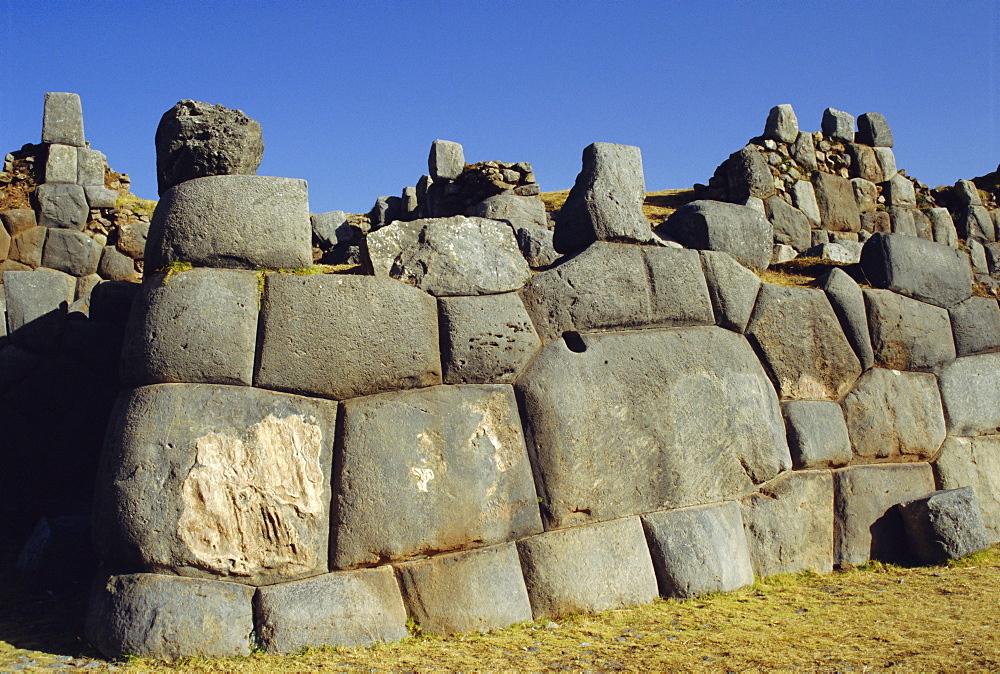 Outer walls of Sacsayhuaman Inca Fortress, Cuzco, Peru, South America