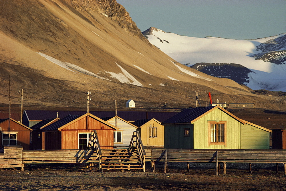 Amundsen's base, scientific base, once a coal mine, Ny Alesund, Svalbard, Arctic, Norway, Scandinavia, Europe