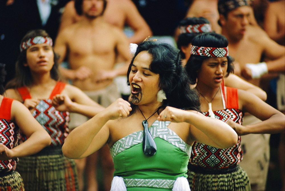 Maori Poi dancers, Waitangi, North Island, New Zealand, Pacific