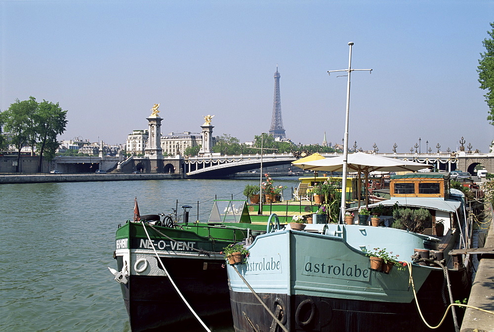 River Seine at Port des Champs Elysees, Paris, France, Europe