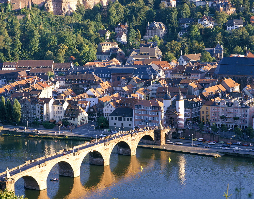 Old town, old bridge and river Neckar, Heidelberg, Baden-Wurttemberg, Germany, Europe