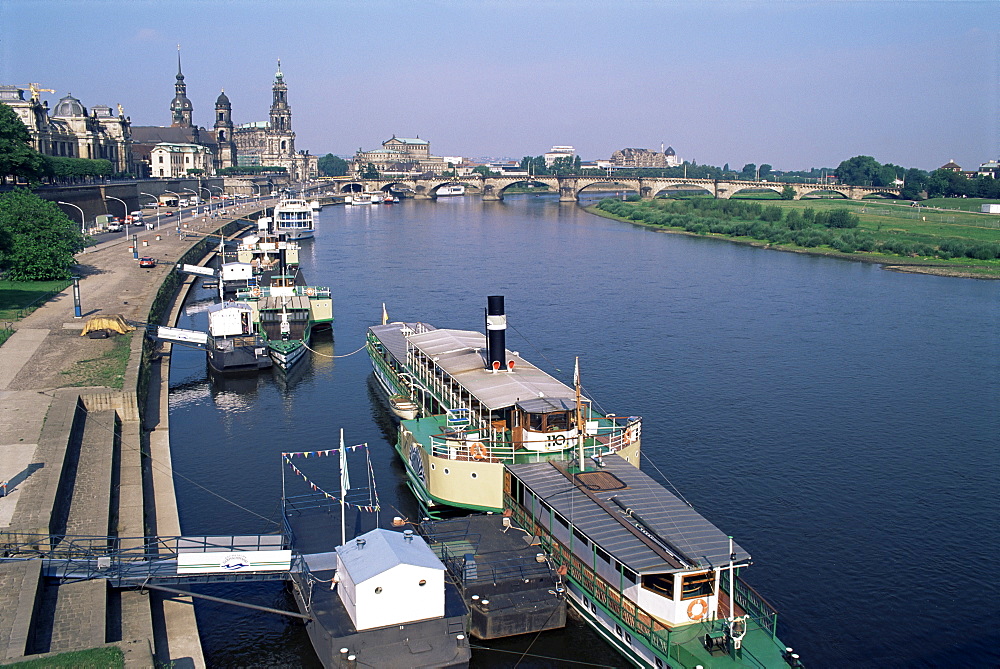 River Elbe and city skyline, Dresden, Saxony, Germany, Europe