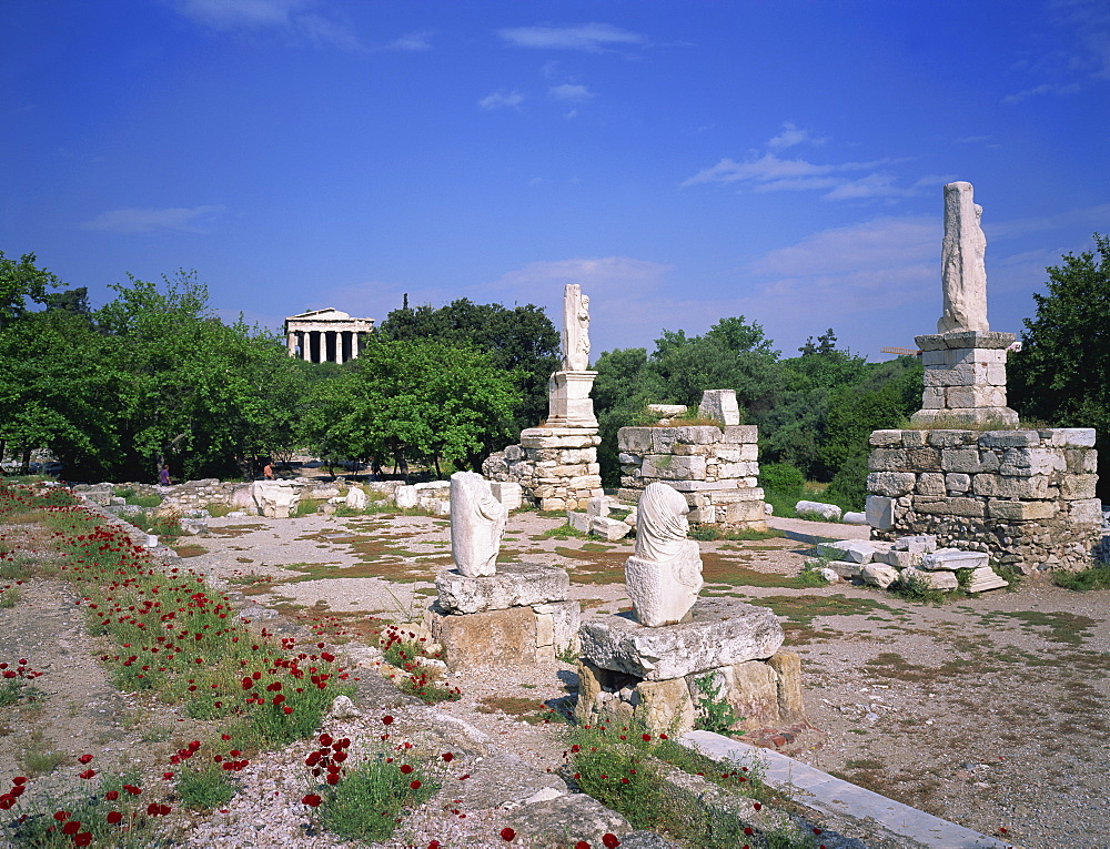 Ancient Agora with temple of Hephaestos, Athens, Greece, Europe