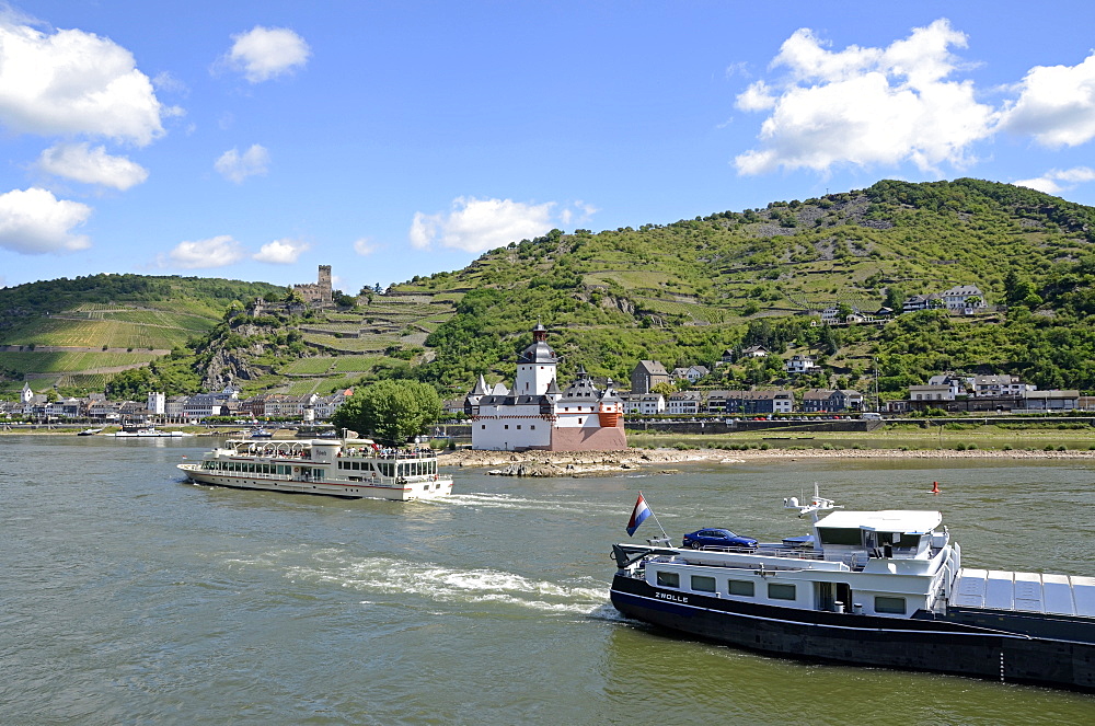 Gutenfels Castle, Pfalzgrafenstein Castle, Kaub, Rhine Valley, Rhineland-Palatinate, Germany, Europe