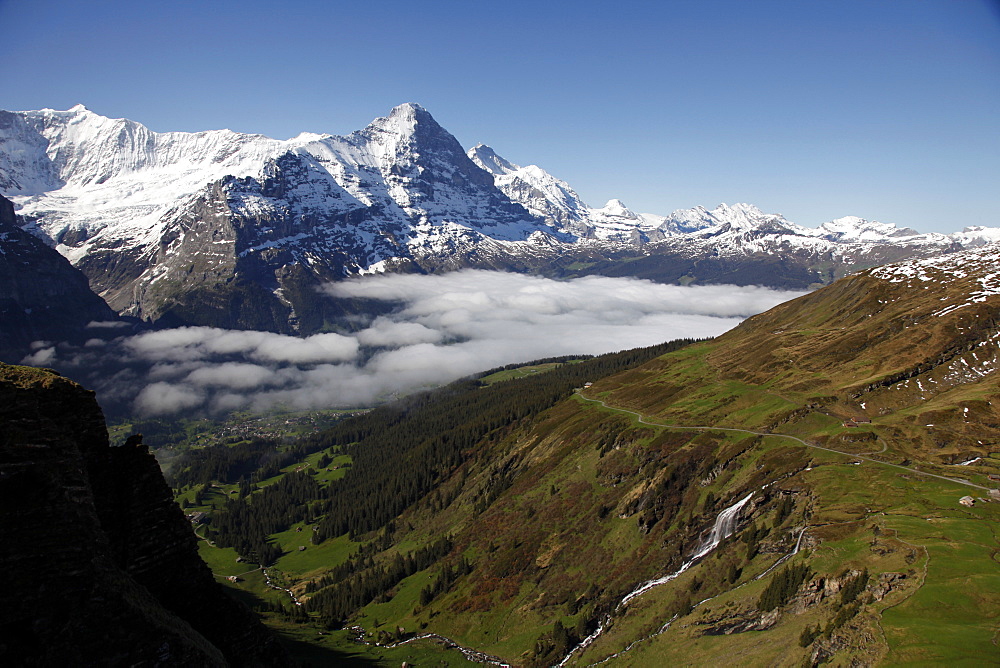 View from Grindelwald-First to Bernese Alps with Eiger, Bernese Oberland, Swiss Alps, Switzerland, Europe