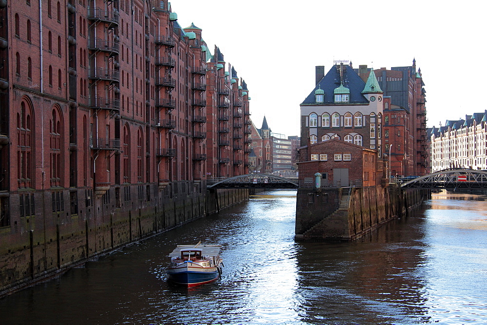 Warehouse district at Poggenmuhle, Hamburg, Germany, Europe