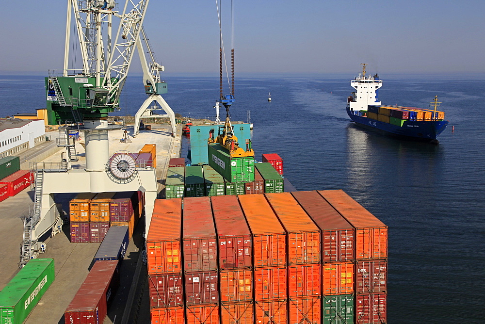 Containers at the harbour of Arhus, Smaland, Sweden, Scandinavia, Europe