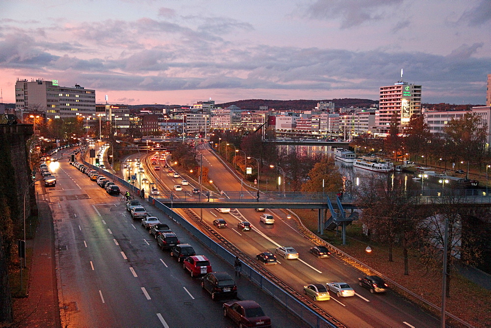 River Saar and city, Saarbrucken, Saarland, Germany, Europe