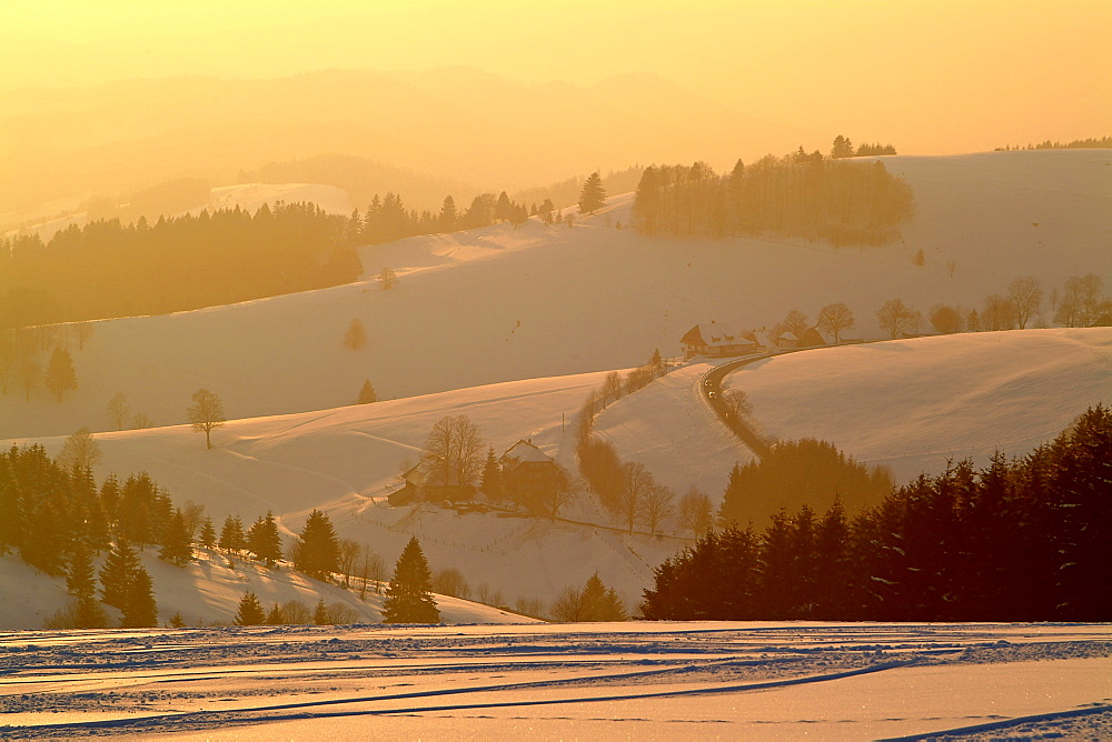 Winter landscape at Schauinsland, Black Forest, Baden-Wurttemberg, Germany, Europe