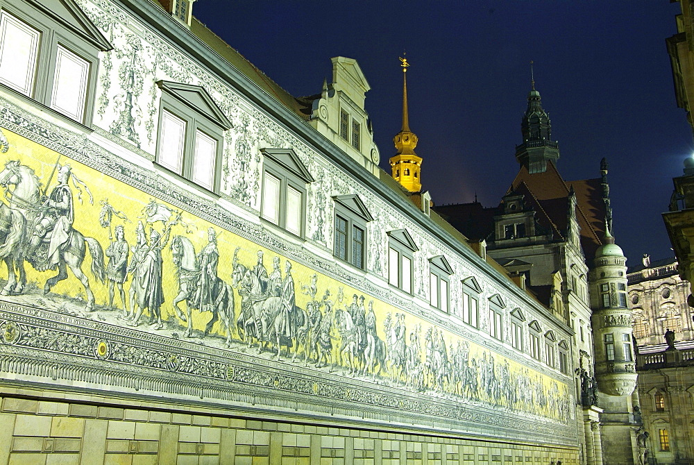 Furstenzug on the walls of Dresden Castle, Dresden, Saxony, Germany, Europe