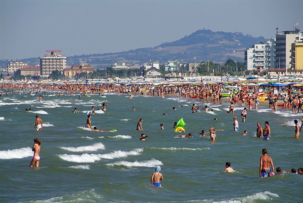 Beach at Riccione, Adriatic coast, Emilia-Romagna, Italy, Europe