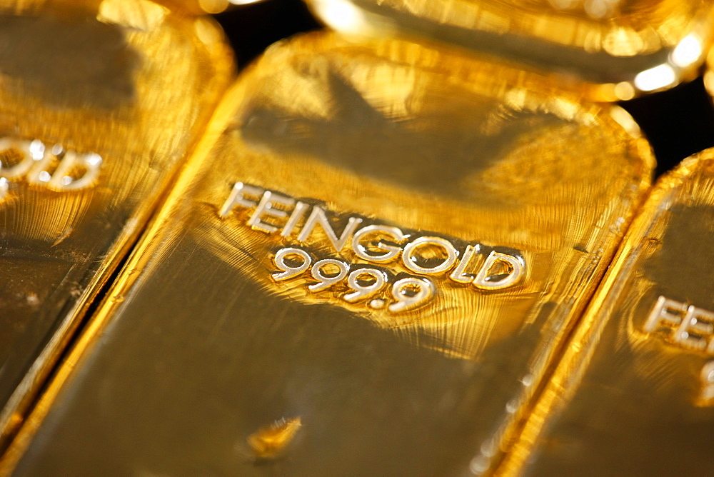 Gold ingots, Frankfurt, Germany, Europe