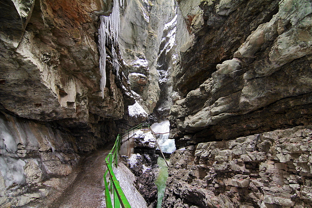 Canyon Breitachklamm in winter, Oberstdorf, Allgau Alps, Bavaria, Germany, Europe