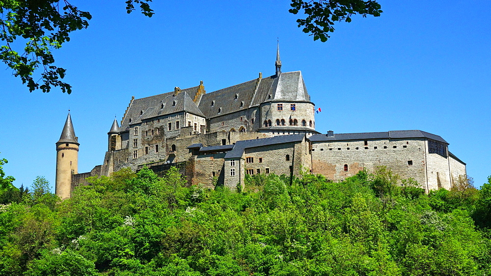 Vianden Castle in the canton of Vianden, Grand Duchy of Luxembourg, Europe