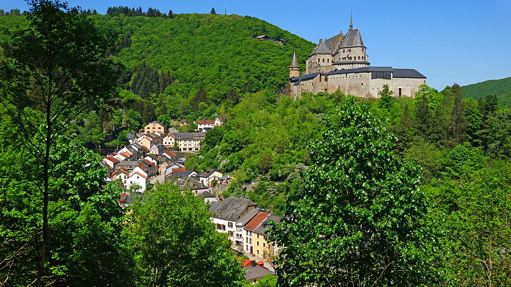 Vianden Castle in the canton of Vianden, Grand Duchy of Luxembourg, Europe