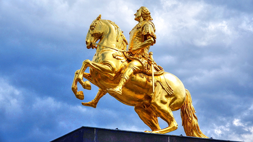 Equestrian statue of Augustus II the Strong, Dresden, Saxony, Germany, Europe