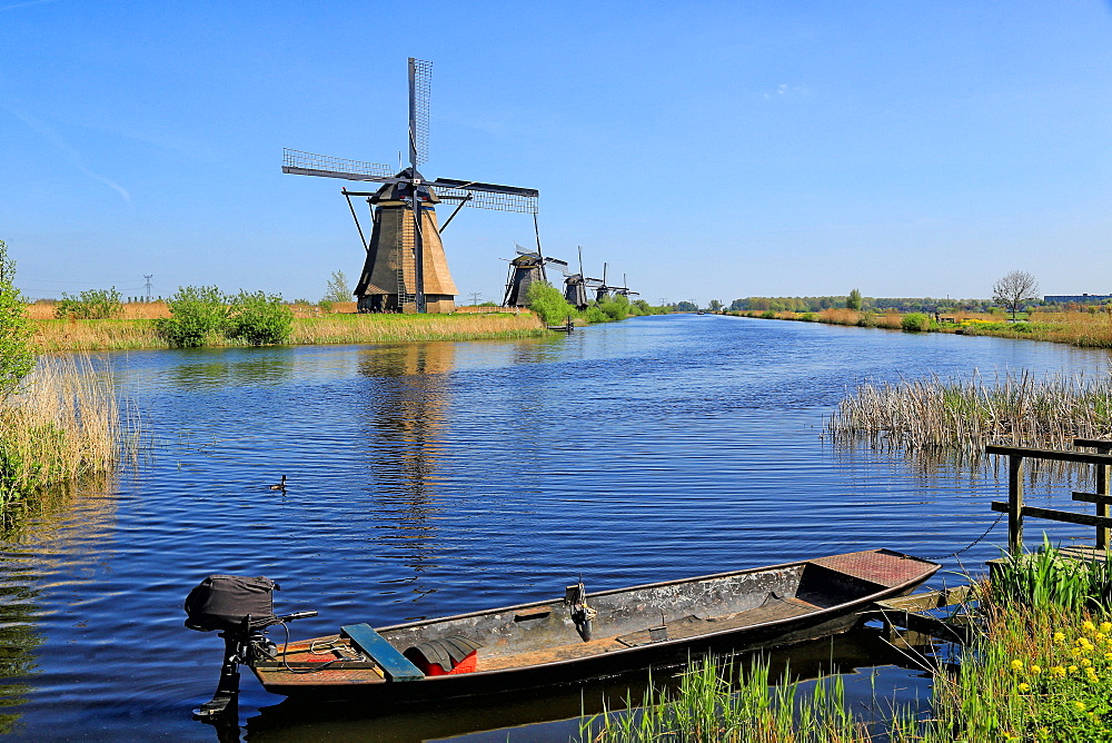 Windmill in Kinderdijk, UNESCO World Heritage Site, South Holland, Netherlands, Europe