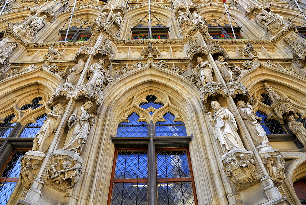 Late Gothic Town Hall at Grote Markt Square, Leuven, Brabant, Belgium, Europe