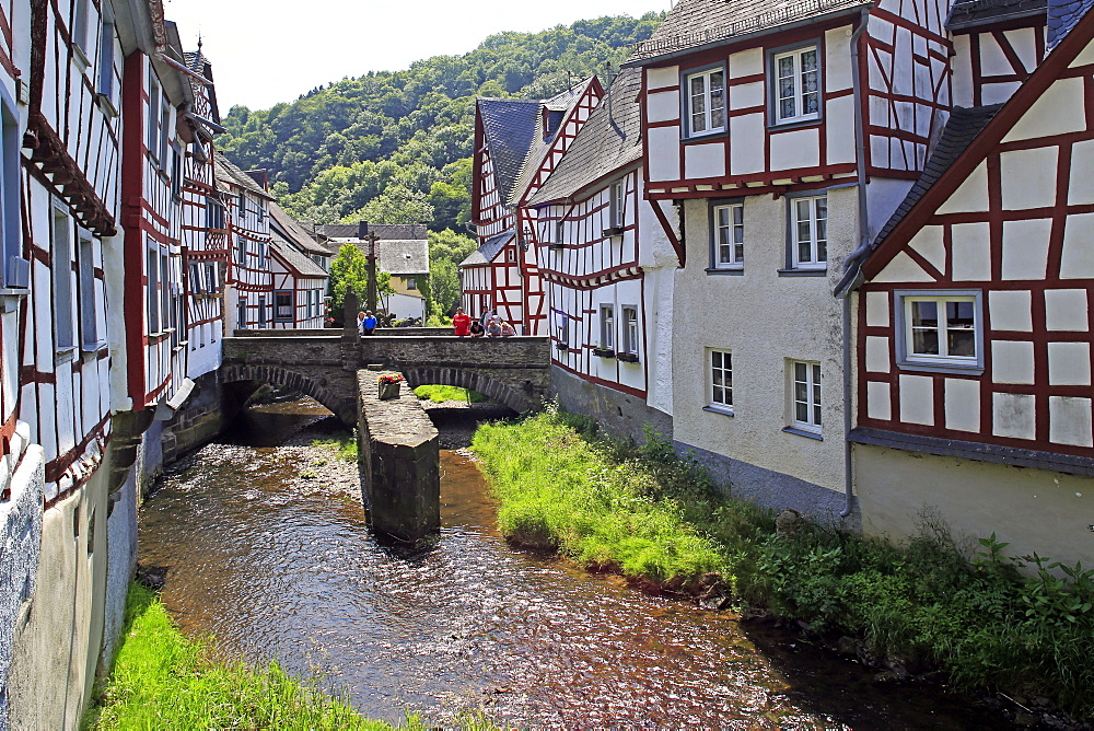 Half-timbered Houses in Monreal on River Elz, Eifel, Rhineland-Palatinate, Germany, Europe