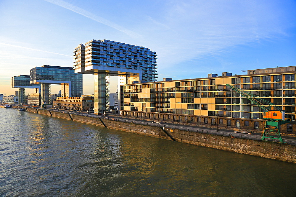 Crane Houses at Rheinau Harbour, Cologne, North Rhine-Westphalia, Germany, Europe