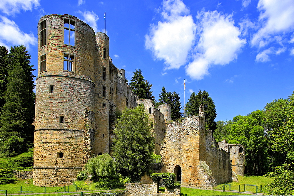 Ruin of Beaufort Castle in Beaufort, Canton of Echternach, Grand Duchy of Luxembourg, Europe