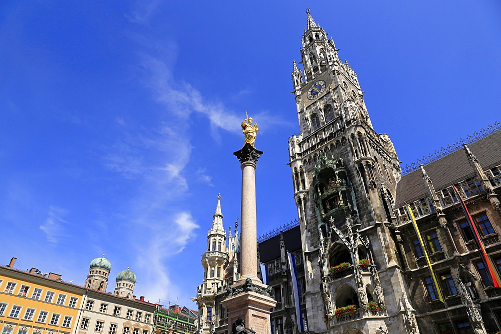 Town hall at the Marienplatz, Munich, Upper Bavaria, Bavaria, Germany, Europe