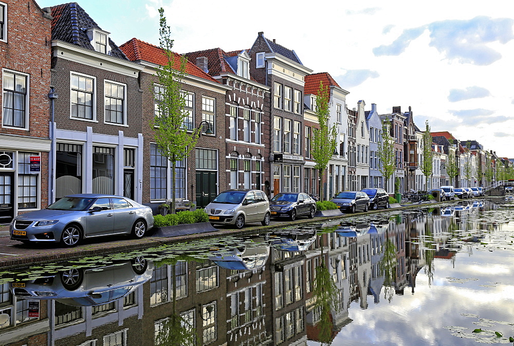 Houses on Turfmarkt in Gouda, South Holland, Netherlands, Europe