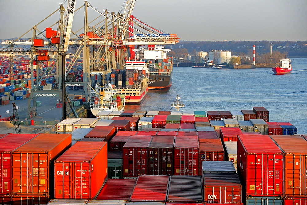 Container Terminal, harbour of Hamburg, Germany, Europe