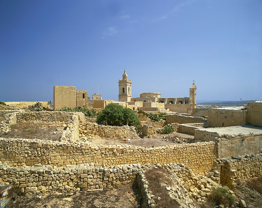 The citadel and cathedral in Victoria, Gozo, Malta, Europe